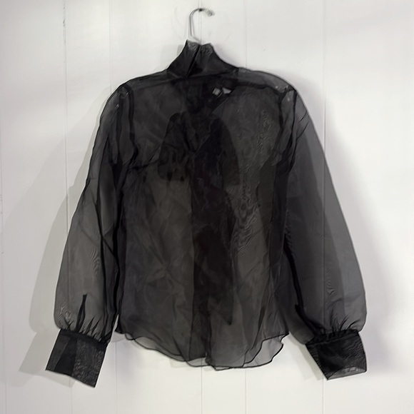 Anthropologie Tops - anthropologie sheer Black Back Bow at neck, self tie, Blouse NWOT By Ellender
